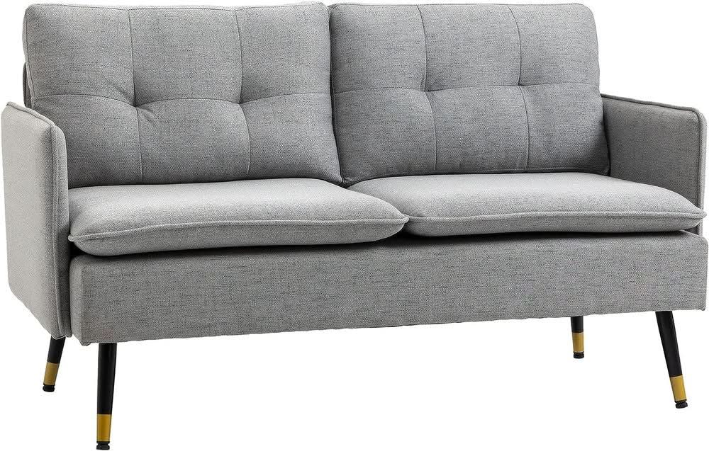 Modern Upholstered Two Seater Sofa for Bedroom Living Room Grey