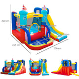 Kids Bouncy Castle with Slide Pool Trampoline Climbing Wall w/ Blower