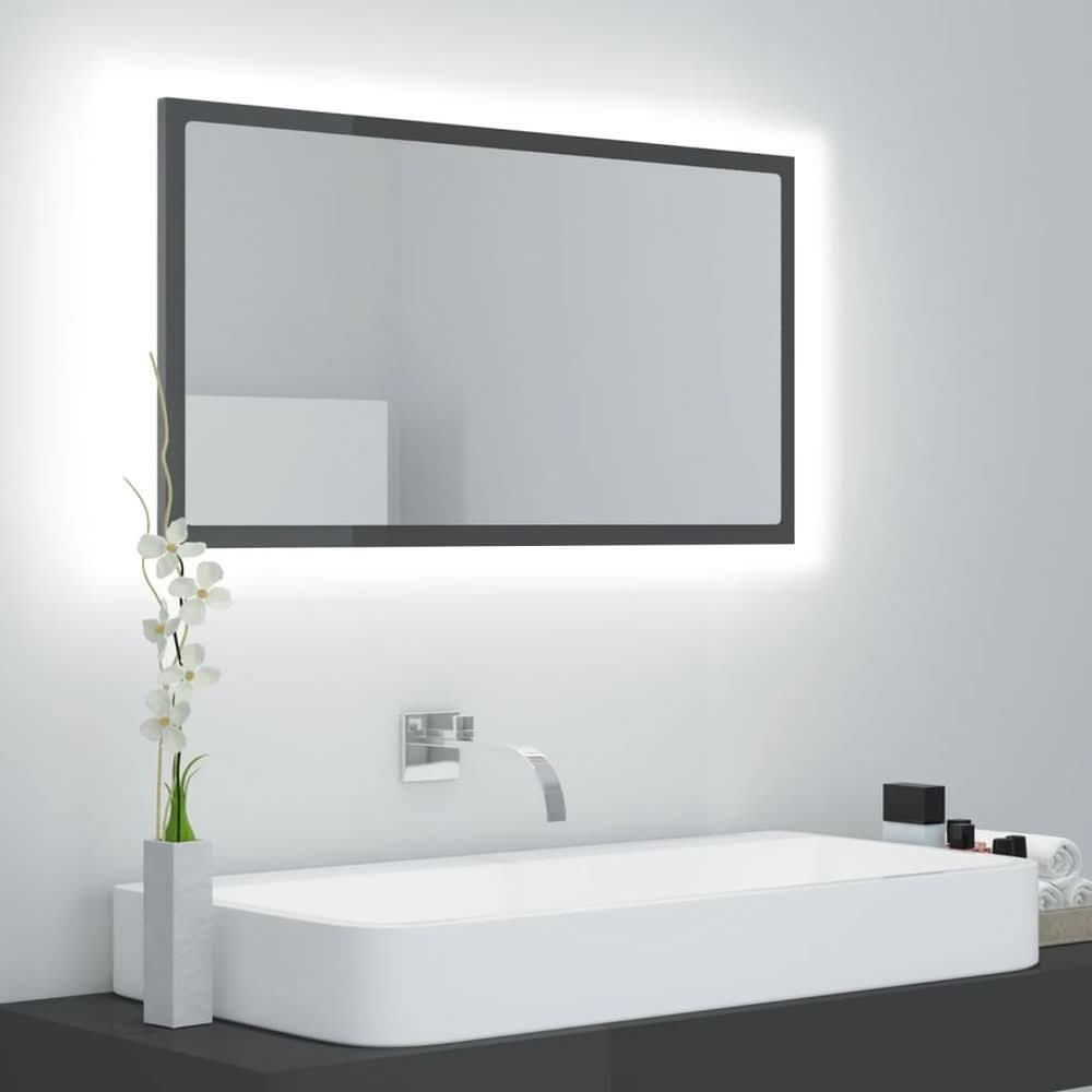 LED Bathroom Mirror White 80x8.5x37 cm Acrylic