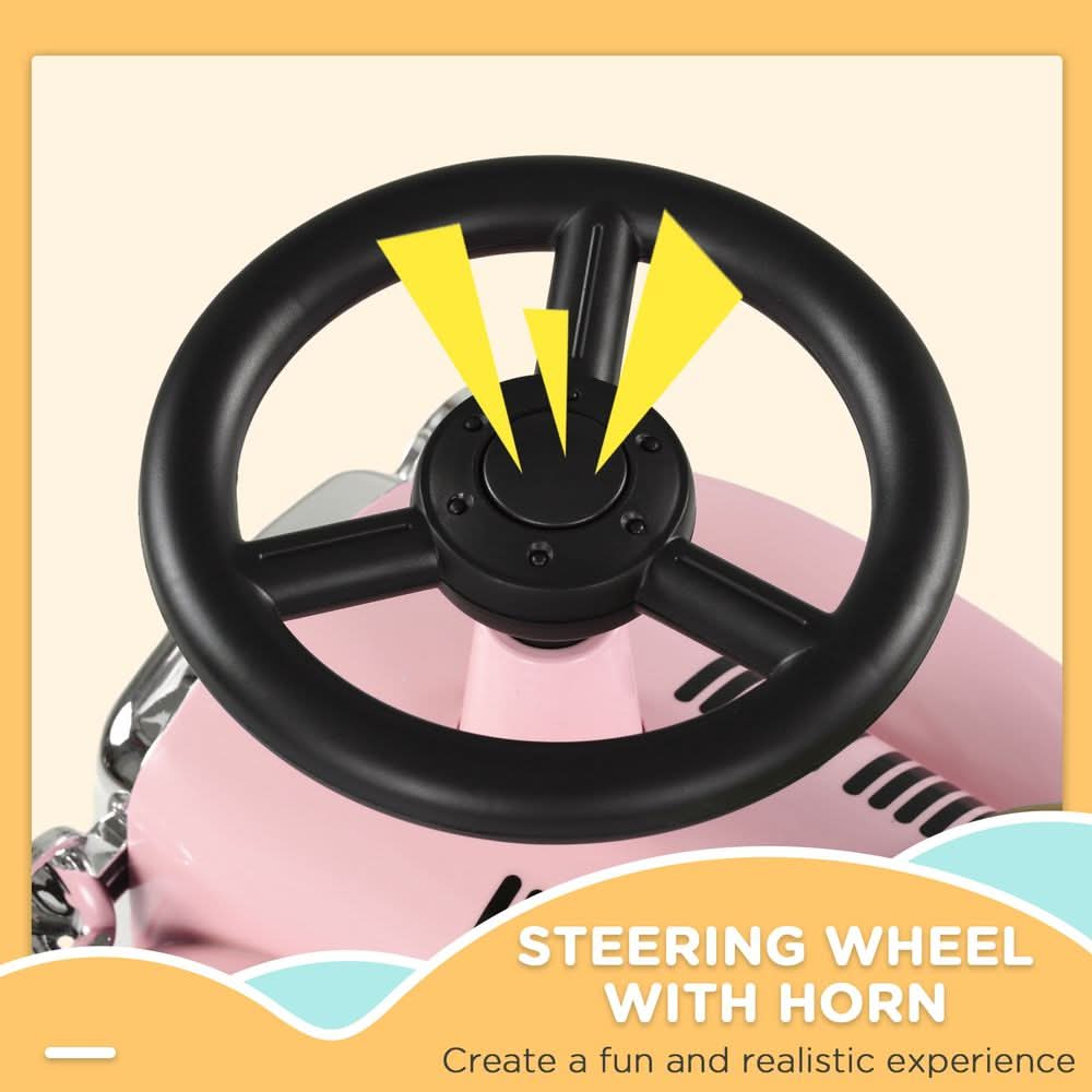 Foot To Floor Slider with Steering Wheel for 12-36 Months Pink