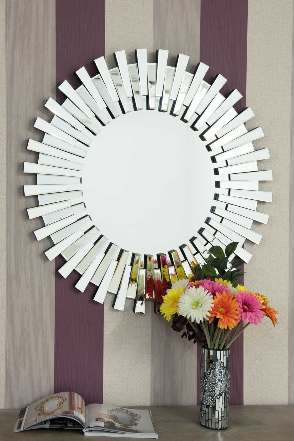 Starburst All Glass Stylised Round Mirror