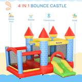 Bouncy Castle W/ Slide Pool 4 in 1 composition W/ Blower Multi-color