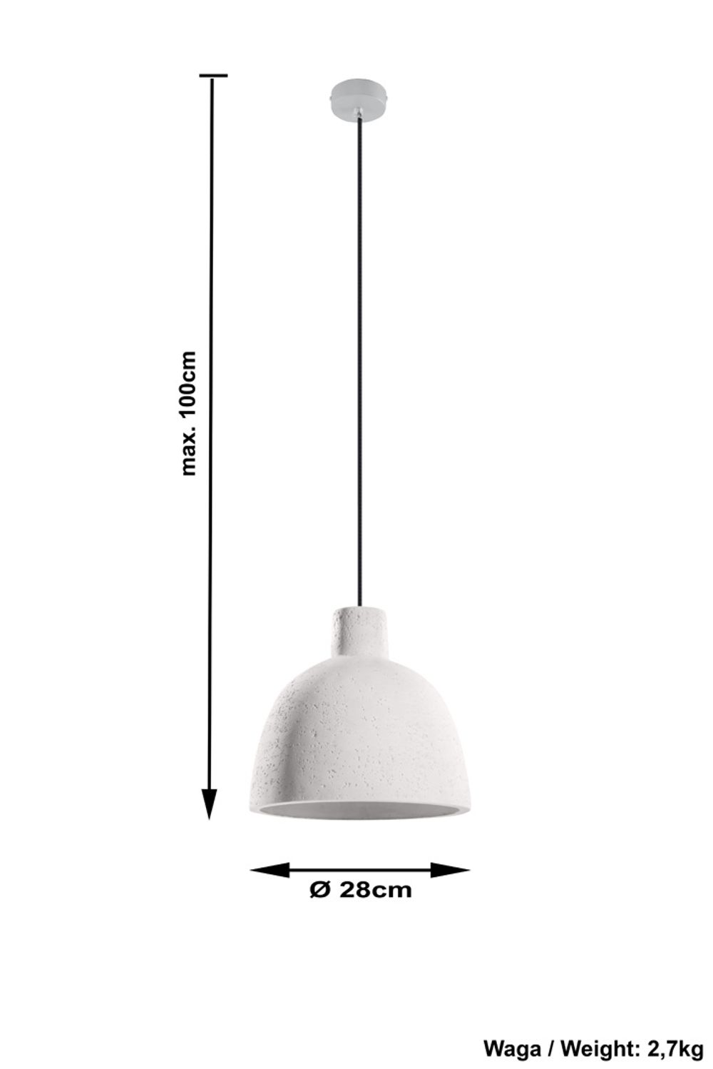 Modern Pendant lamp Damaso Concrete White Loft Design LED E27