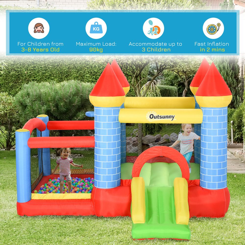 Bouncy Castle W/ Slide Pool 4 in 1 composition W/ Blower Multi-color