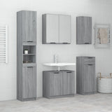 5 Piece Bathroom Cabinet Set White Engineered Wood