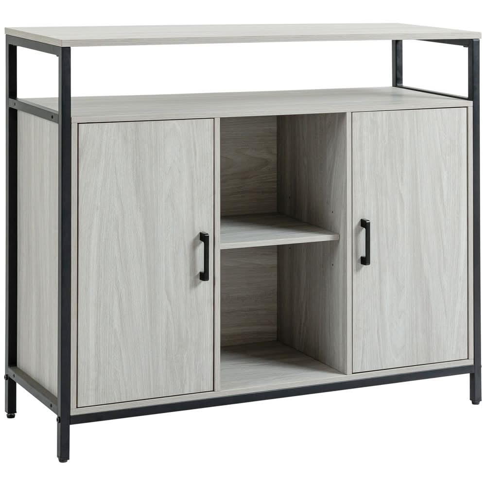 Sideboard, Steel Frame 2 Doors and Adjustable Shelves Light Grey