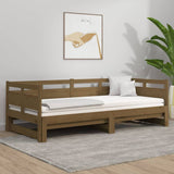 Pull-out Day Bed Black Solid Wood Pine 2x(90x200) cm