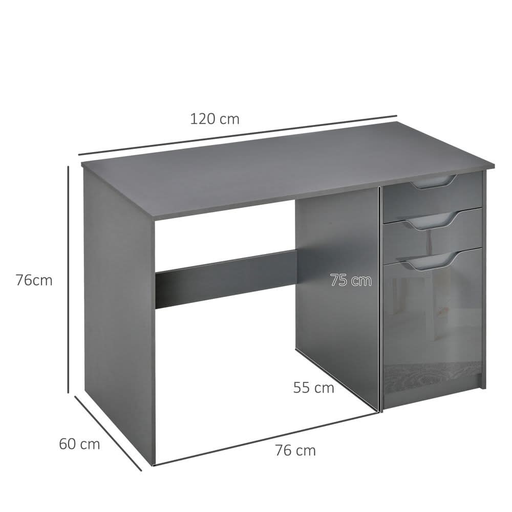 Computer Desk with Drawers, Workstation Grey