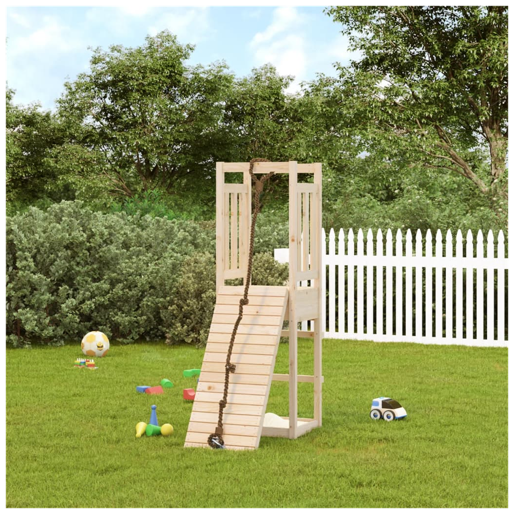 Playhouse with Climbing Wall Solid Wood Pine