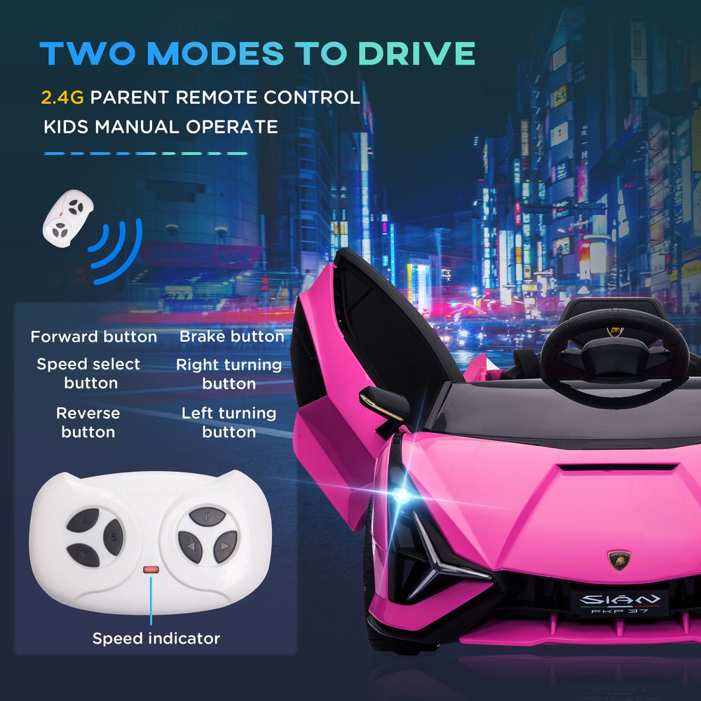 Lamborghini SIAN 12V Kids Electric Ride On Car Toy w/ Remote Control