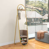 HOMCOM Oval Full Length Mirror with Metal Frame Hanging or Leaning Gold Tone