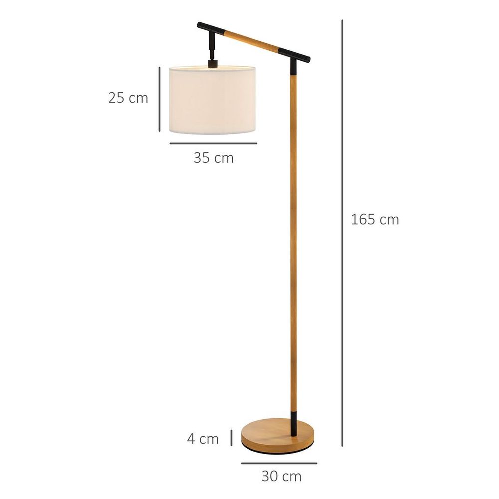 Floor Lamp with 350° Rotating Lampshade, LED Bulb Included, Brown