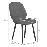 Dining Chairs Set of 2, Upholstered Kitchen Chairs with Metal Legs, Grey