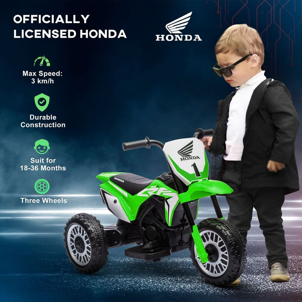 Honda CRF450RL Licensed 6V Kids Electric Motorbike with Horn - Green