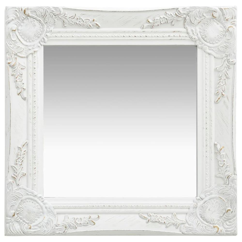 Wall Mirror Baroque Style 40x40 cm White