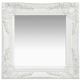 Wall Mirror Baroque Style 40x40 cm White