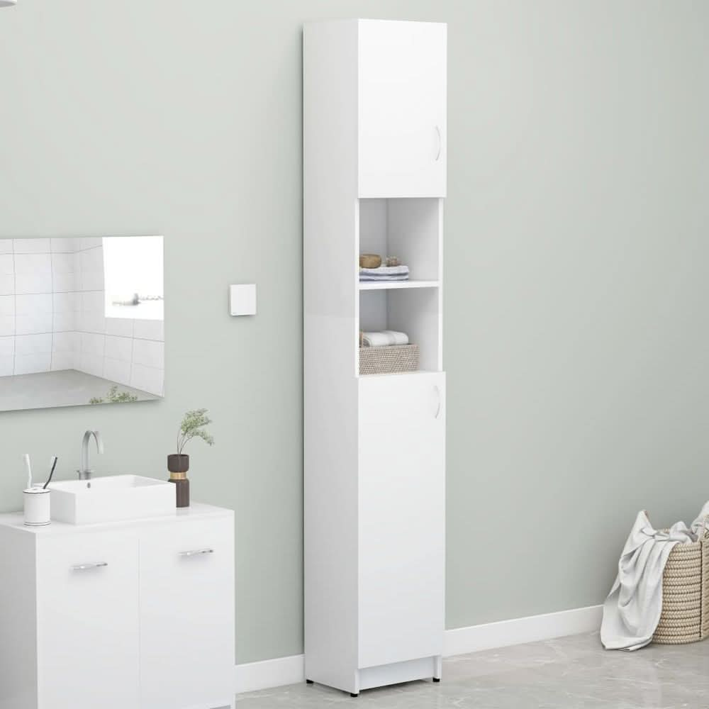 Bathroom Cabinet Smoked Oak 32x25.5x190 cm Engineered Wood