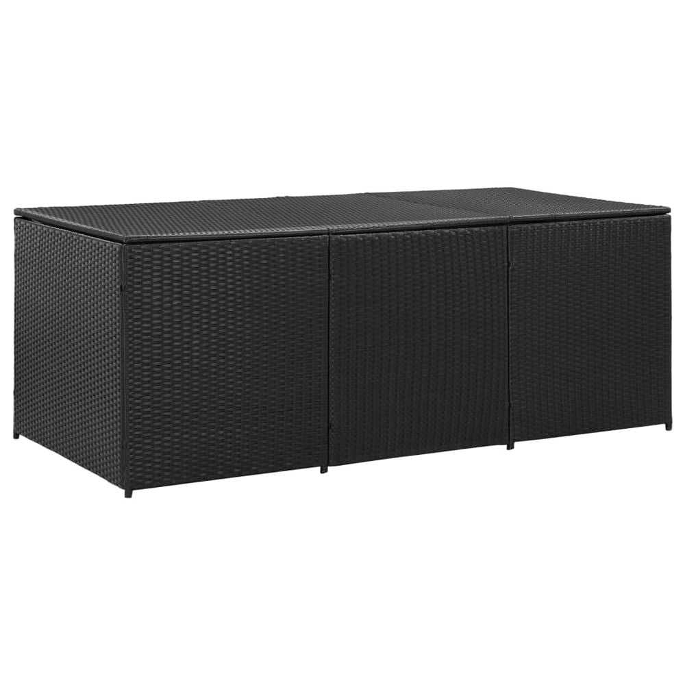 Garden Storage Box Poly Rattan 200x50x60 cm Black