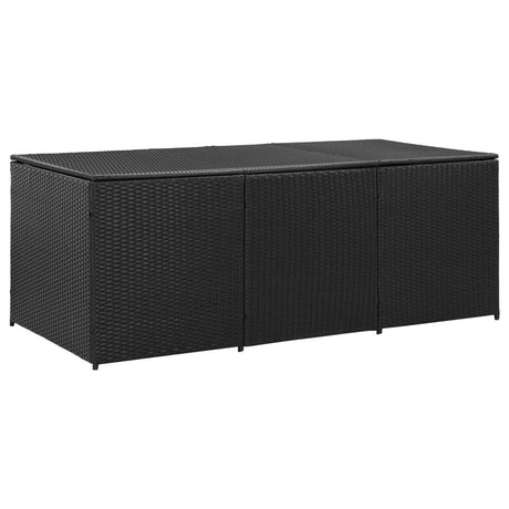 Garden Storage Box Poly Rattan 200x50x60 cm Black