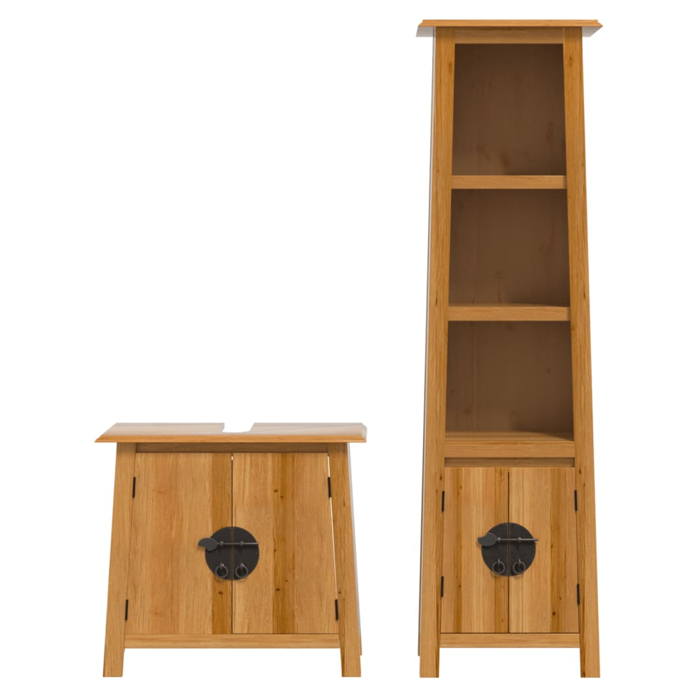 2 Piece Bathroom Furniture Set Solid Wood Pine