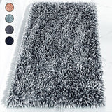 Luxury Extra Thick Gradient Bath Rugs, Shaggy Fluffy Chenille Absorbent Floor Mat Non-Slip Absorbent Shower Room Area Mats