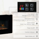 Electric Fireplace Heater Wall-Mount W/ Flame Effect Remote Control Timer