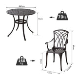 Cast Aluminium 4-Seater Outdoor Garden Table & Chair Set Brown