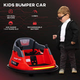 Kids Bumper Car w/ 360-Degree Rotation Spin, Lights, Music - Red