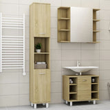 3 Piece Bathroom Cabinet Set Smoked Oak Engineered Wood