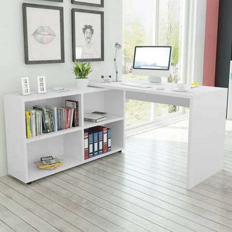 Corner Desk 4 Shelves Oak