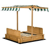 Kids Square Wooden Sandpit Children Cabana Sandbox Outdoor Playset