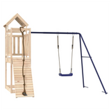 Playhouse with Climbing Wall Swing Solid Wood Pine