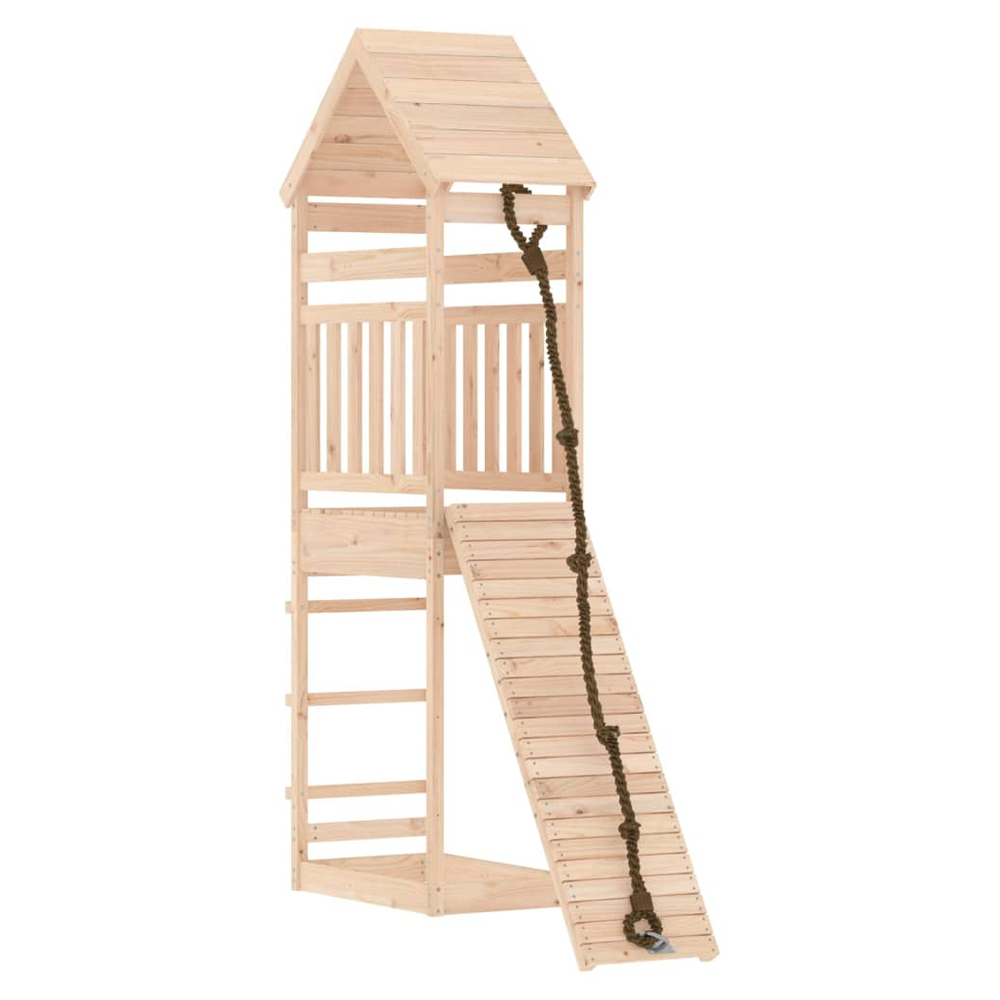 Playhouse with Climbing Wall Solid Wood Pine