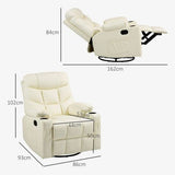 Manual Recliner Chair with Footrest, Cup Holder, Swivel Base, Cream