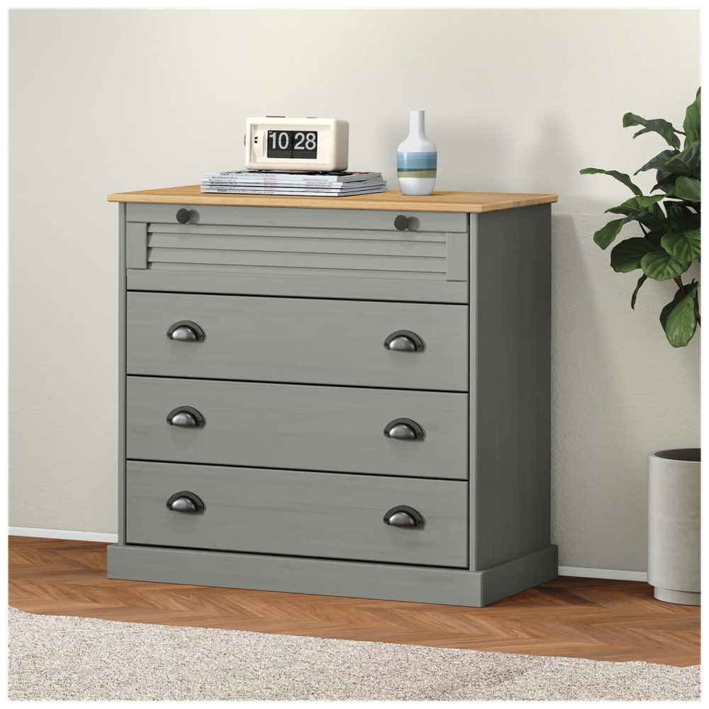 Chest of Drawers VIGO Grey 80x40x76 cm Solid Wood Pine