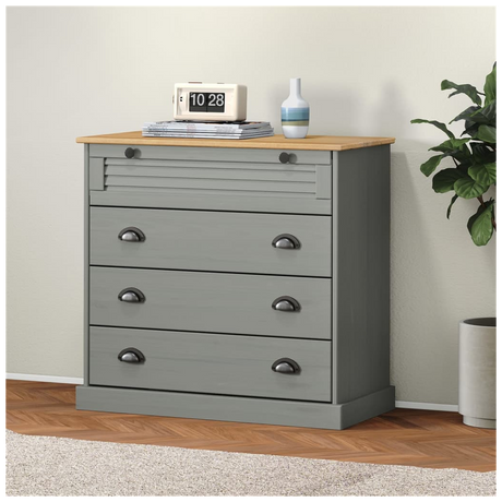 Chest of Drawers VIGO Grey 80x40x76 cm Solid Wood Pine