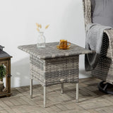 PE Rattan Outdoor Coffee Table, Rattan Side Table for Patio, Garden, Mixed Grey