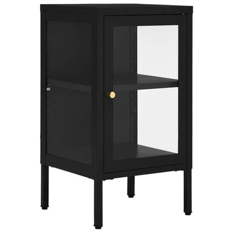 Sideboard Black 38x35x70 cm Steel and Glass