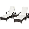 Garden Rattan Furniture 3 PC Sun Lounger Recliner Set & Side Table Patio Wicker