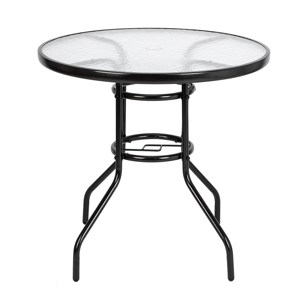 Outdoor Dining Table Round Toughened Glass Table Yard Garden Glass Table