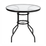 Outdoor Dining Table Round Toughened Glass Table Yard Garden Glass Table