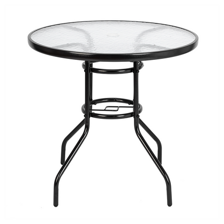 Outdoor Dining Table Round Toughened Glass Table Yard Garden Glass Table