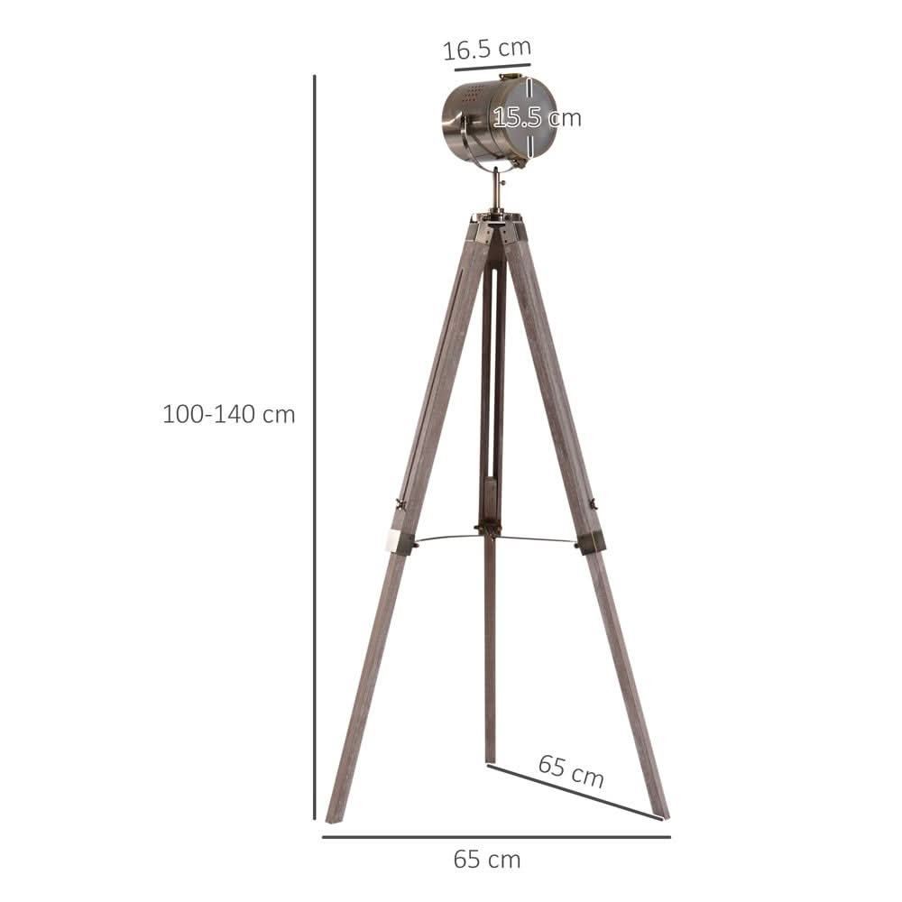 Tripod Floor Lamp, 65L,Wood/Bronze Colour