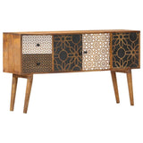 Sideboard with Printed Pattern 90x30x70 cm Solid Mango Wood