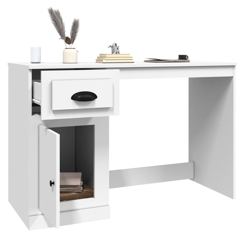 Desk with Drawer White 115x50x75 cm Engineered Wood