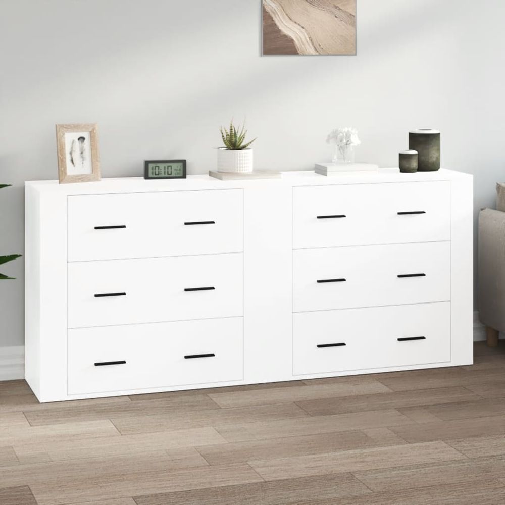 Sideboards 2 pcs White Engineered Wood