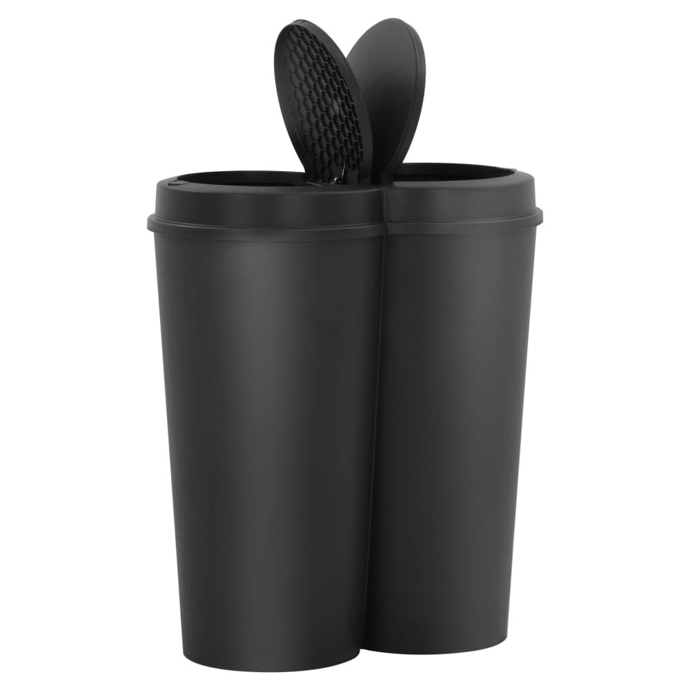 Duo Bin Trash Can Black 50 L