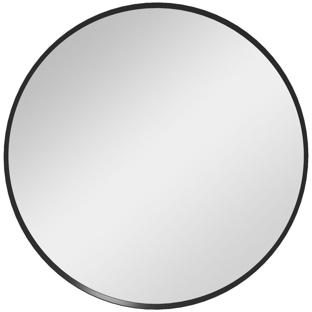 Wall Mirror for Living Room Bedroom, 61 cm Circle Bathroom Mirror, Black