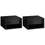 Floating Bedside Table Set of 2 Wall Mounted Nightstand W/ Drawer Black