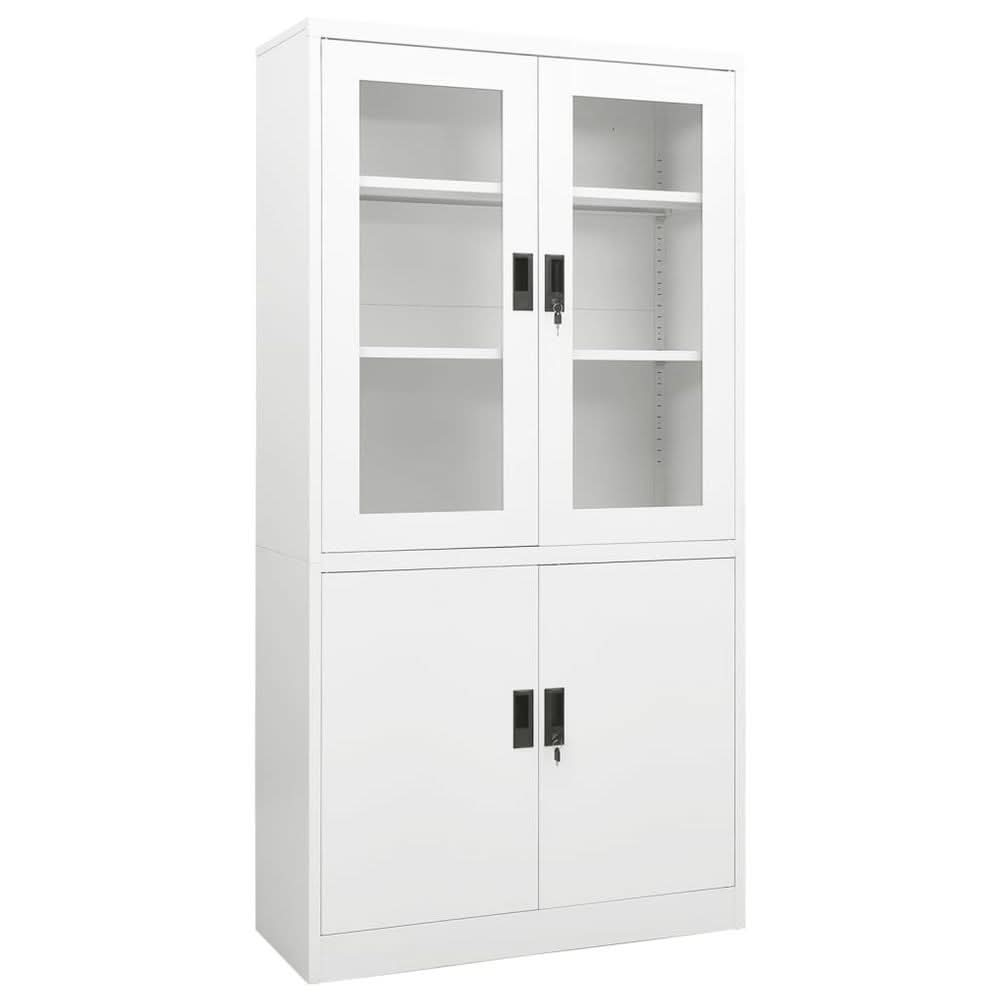 Office Cabinet White 90x40x180 cm Steel